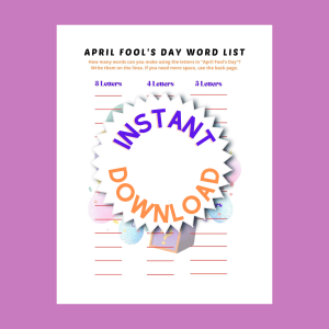 April Fools Day Word List Listing Pic 2 Printable April Fool's Day Activities