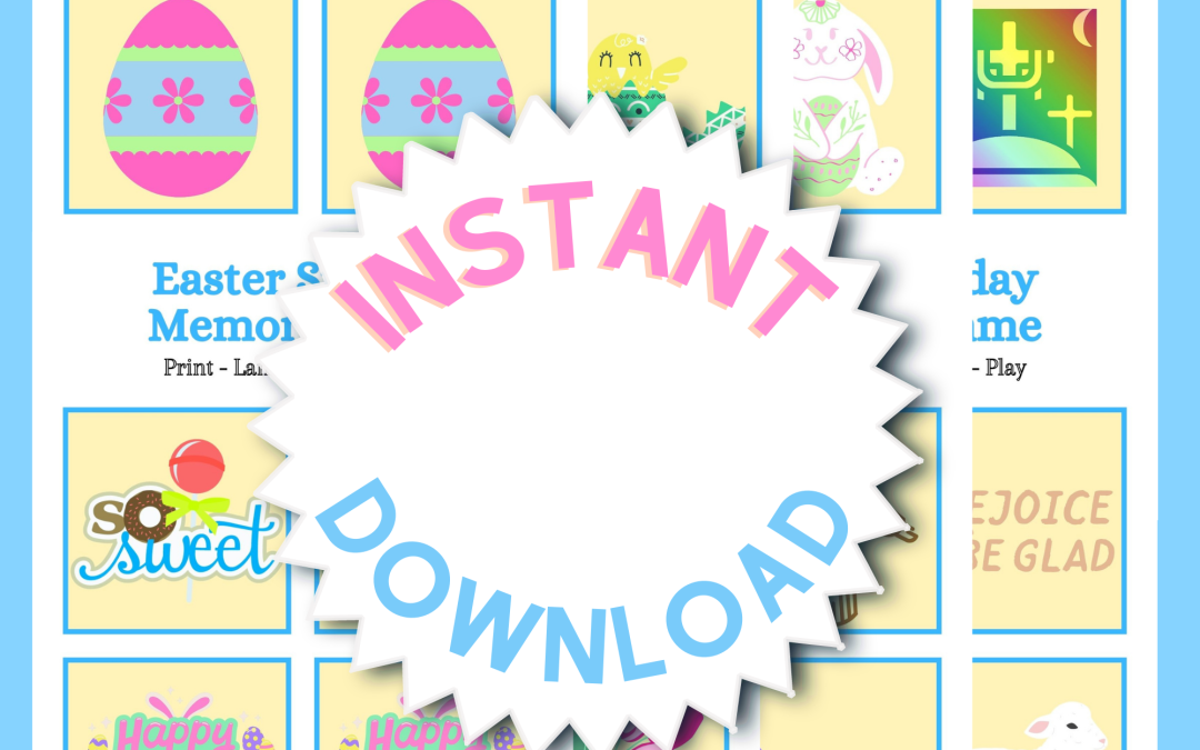 3 Printables for Easter: Memory Game, Word List Worksheet, and Word Search Puzzle