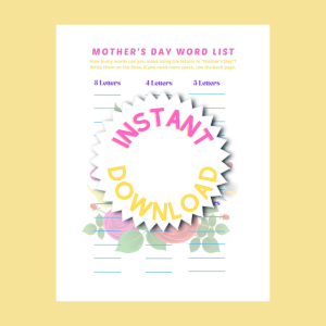 Mothers Day Word List Listing Pic Celebrate Mother's Day with These 5 Printables!