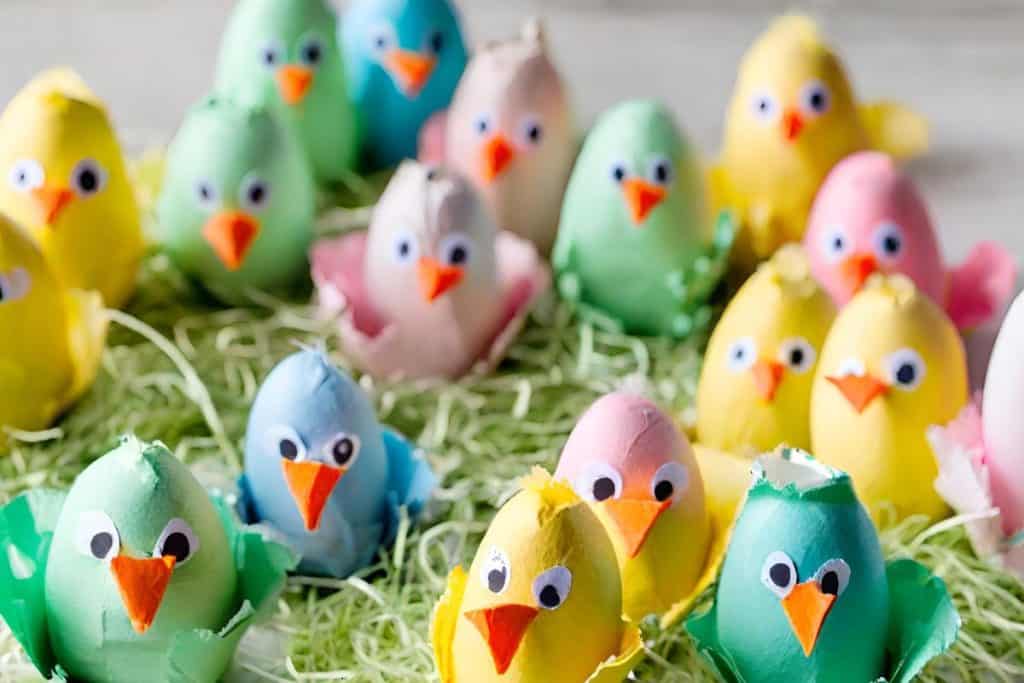 egg carton chicks Easy Easter Crafts for Kids
