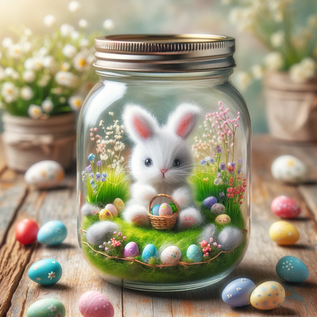 easter mason jar scene Easy Easter Crafts for Kids